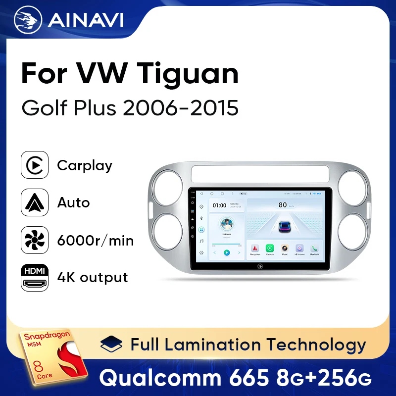 

Ainavi Car Radio For Volkswagen VW Tiguan 2006-2016 Golf Plus Android Auto Wireless Carplay Car Multimedia Player HDMI out 2 Din