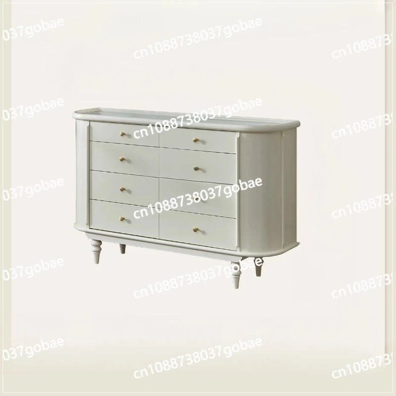 American-Style Solid Wood Living Room Wall Household Storage Retro Porch Bedroom White Storage Chest of Drawers