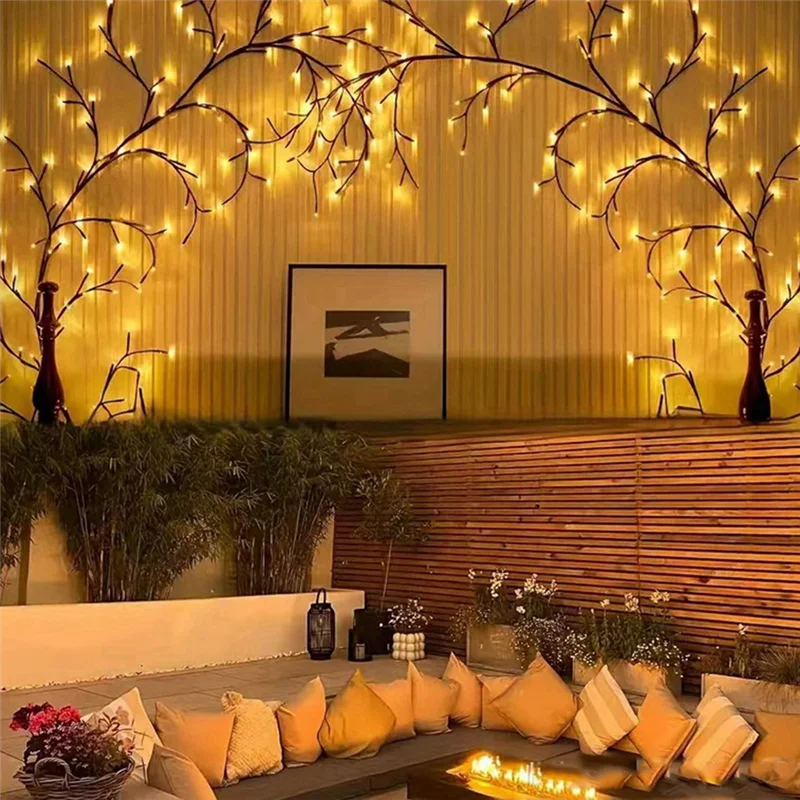

ABRU-72LEDS Bendable Willow Rattan Lamp, Rattan Tree Decorative Lamp, Night Light For Wall Bedroom Indoor Outdoor
