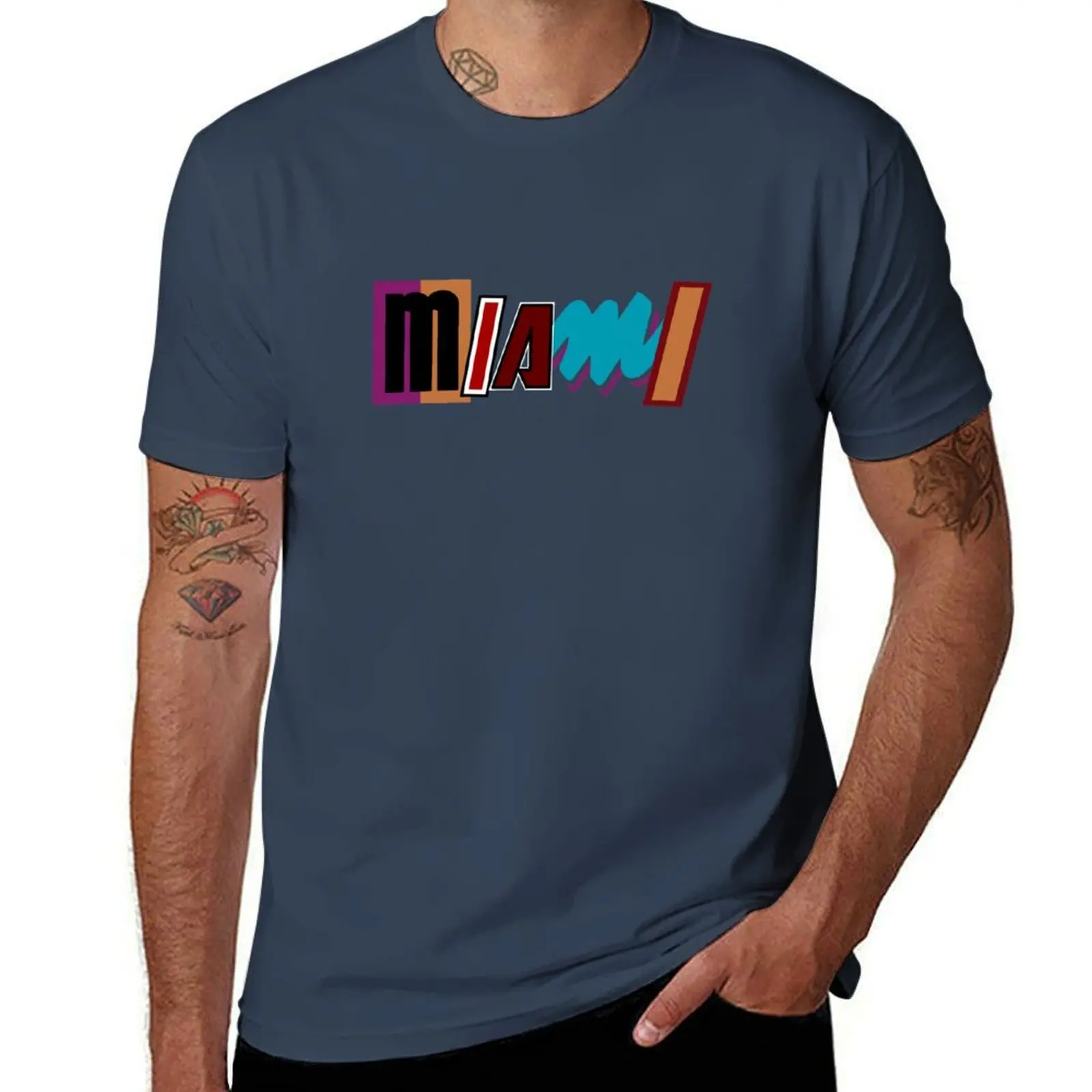 

New jersey miami T-Shirt Funny t-shirt vintage anime shirt street wear korean fashion Men's t shirts