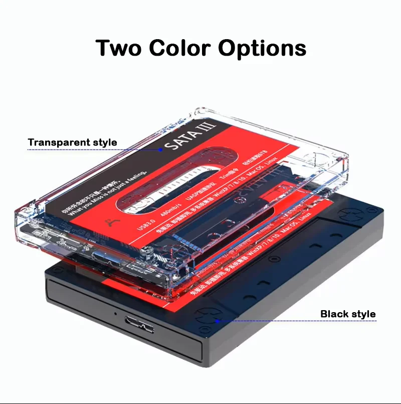 Novo Case para Disco Rígido Externo USB 3.0 de 2,5 polegadas SATA 3.0, Suporta Protocolo UASP para Desktop/Laptop