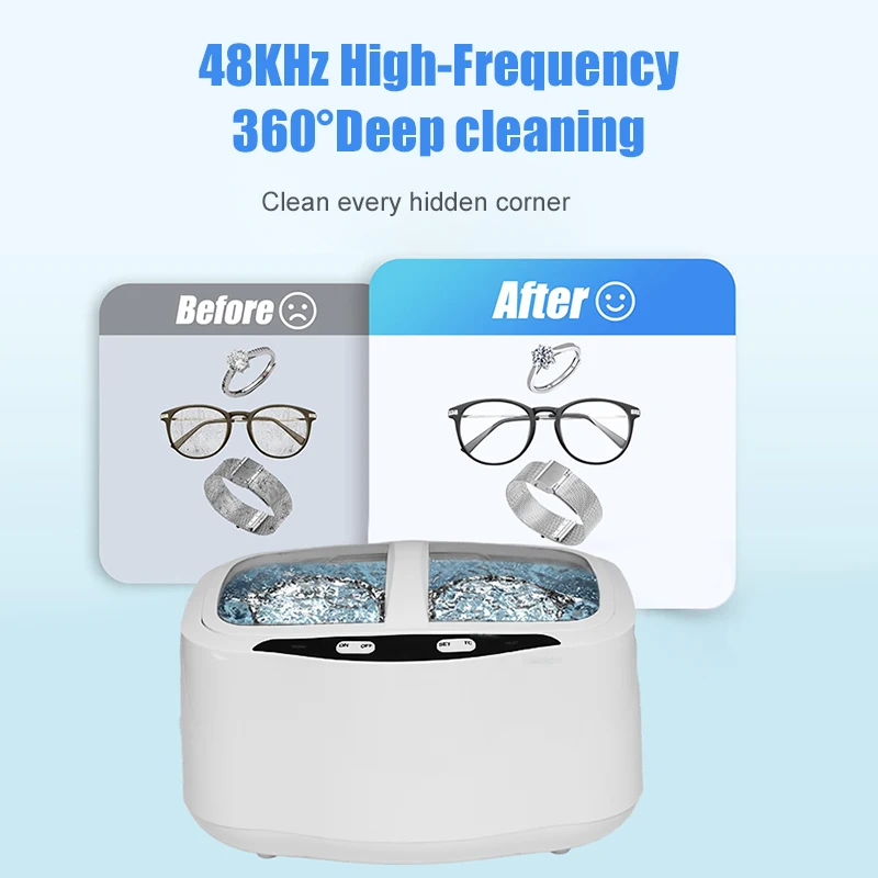 Westtune 250mL Ultrasonic Cleaner Timer 40kHz Professional 304 Stainless Steel Ultrasonic Cleaner for Eyeglasses Jewelry Cleaner