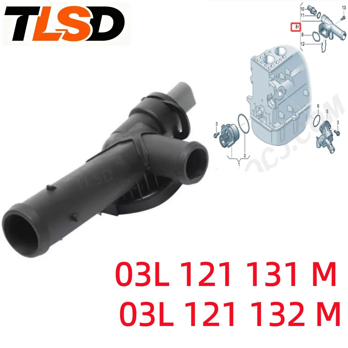 Water Outlet Flange Assembly. Sealing Flange and Temperature Sensor. 03L121131M. 03L121132M. Suitable for Imported Volkswagen Amarok 2017-2022
