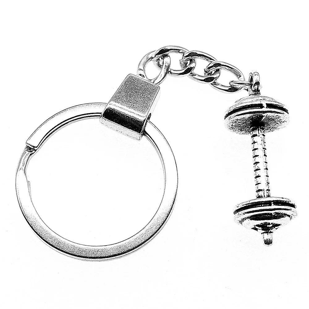 1pcs Barbell Keychain For Car Keys Pendant Jewellery Making Supplies Gift Ring Size 30mm