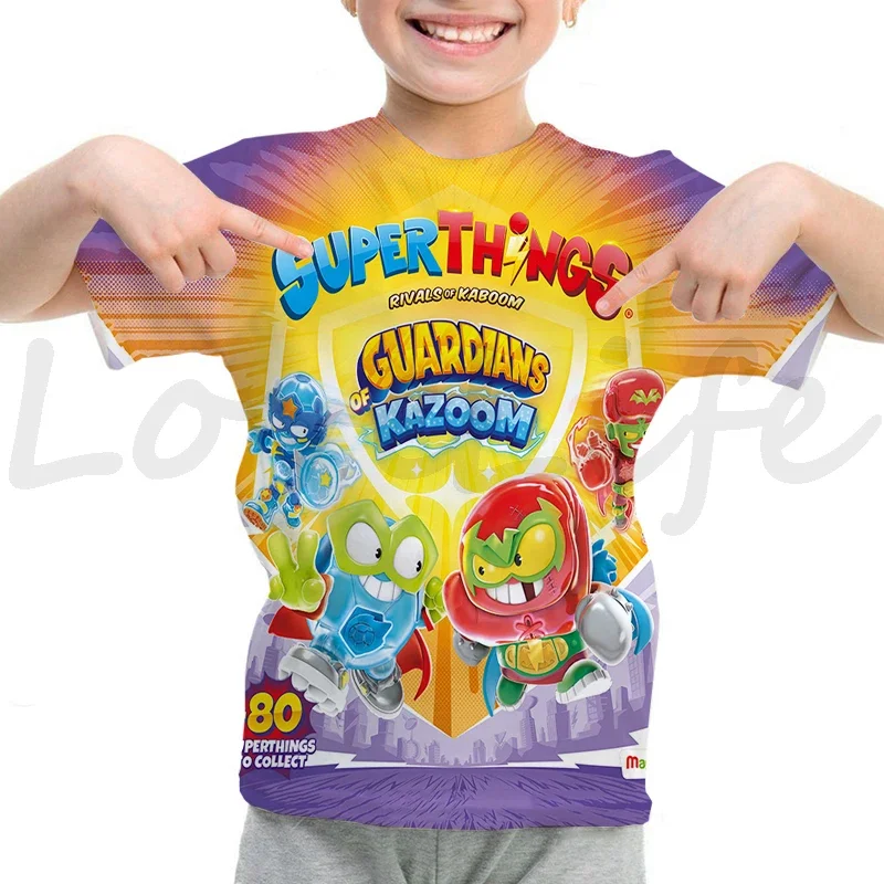 T-shirt à manches courtes Super Zings pour enfants, t-shirt Smile Things, vêtements pour enfants, filles et garçons