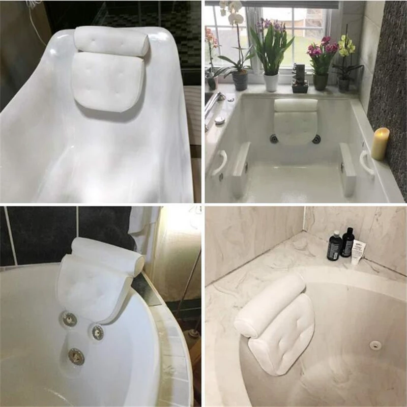 SPA Non-Slip Bath Pillow With Suction Cups Bath Tub Neck Back Support Headrest Pillows Thickened Home Cushion Accersory Jacuzzi