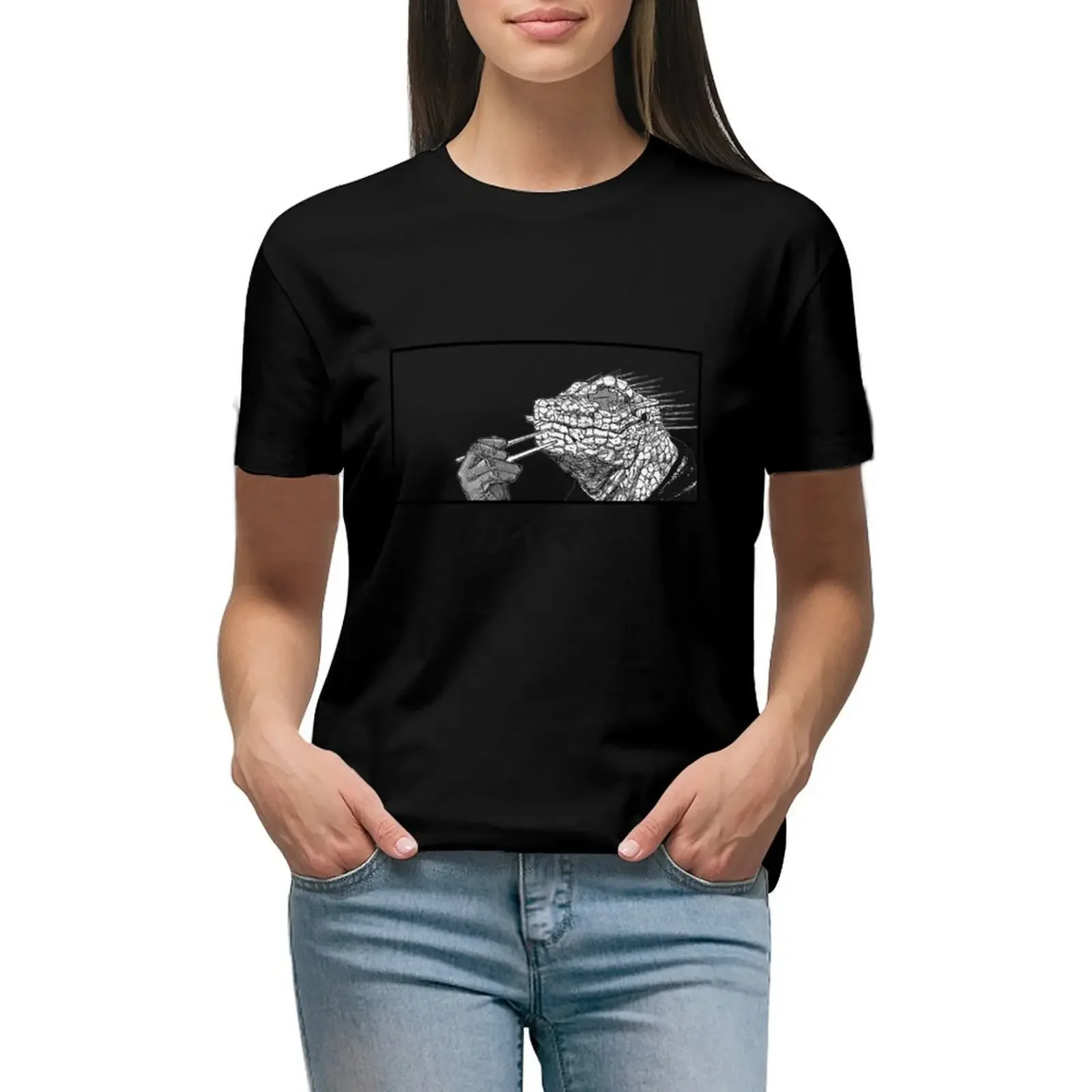 

Kaiman Eating Gyoza T-Shirt animal print shirt for girls vintage clothes t shirt Women