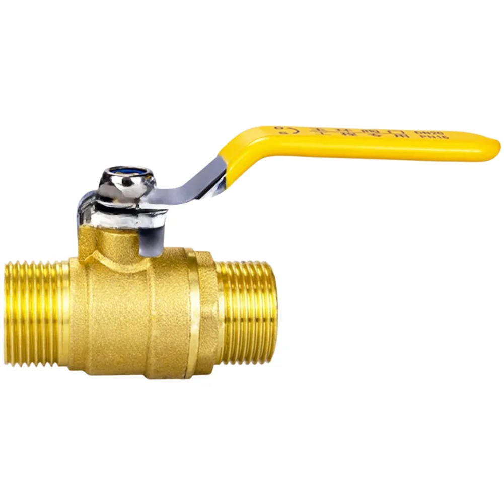 Manual Two Piece Brass Ball Valve with Double External Thread for Water Gas Oil Flow Control PTFE Sealed Design