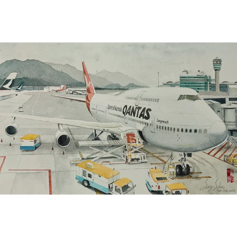 

1/150 Scale Airplane B747 QANTAS Airline Model LED Light With Wheel Landing Gear Diecast Plane Display Toys Collection