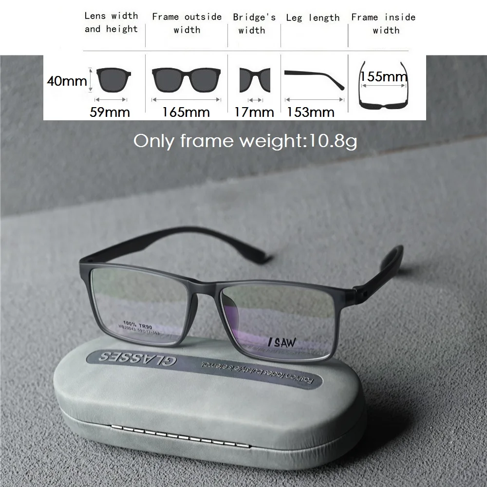 Rockjoy 155mm Oversized Men Reading Glasses Male No Screw TR90 Eyeglasses Frame Man Spectacles for Prescription Black Grey