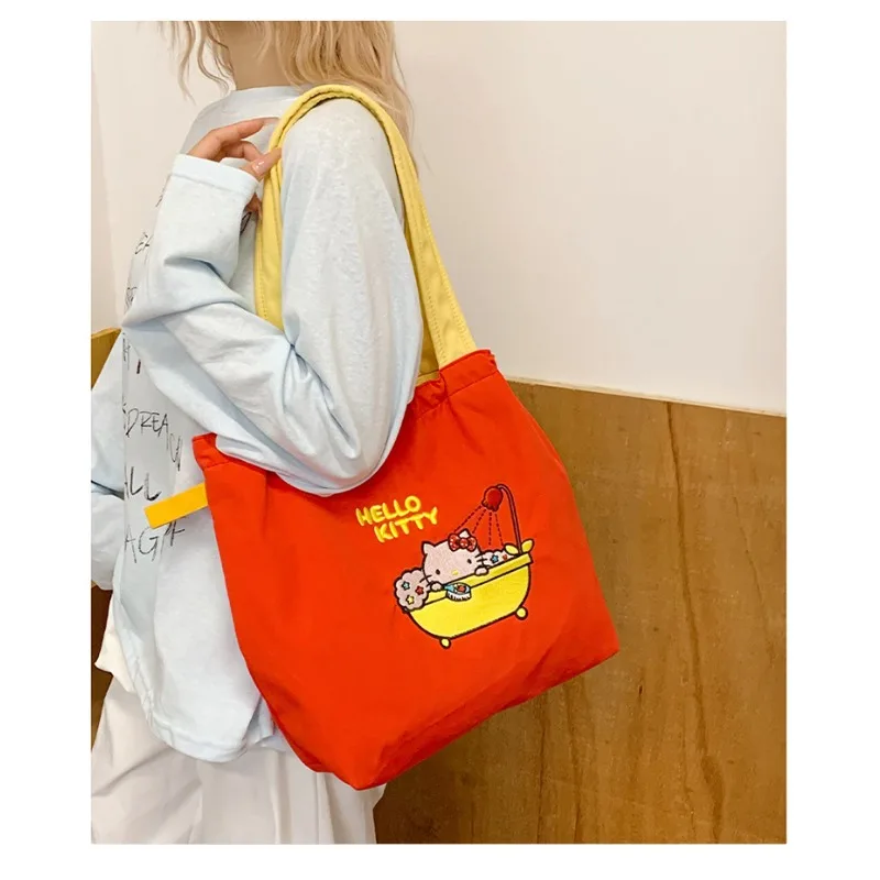 Hello Kitty Storage Bag Cute Anime Women Products Versatile Large Capacity Cartoon Handheld Student Products Girl Gift Wholesale