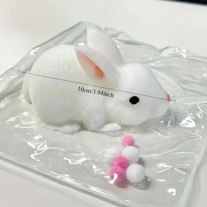 Taba Jouet à presser lapin blanc élastique doux – Rebound lent, Texture épaisse, Design en peluche mignon pour enfants et adultes