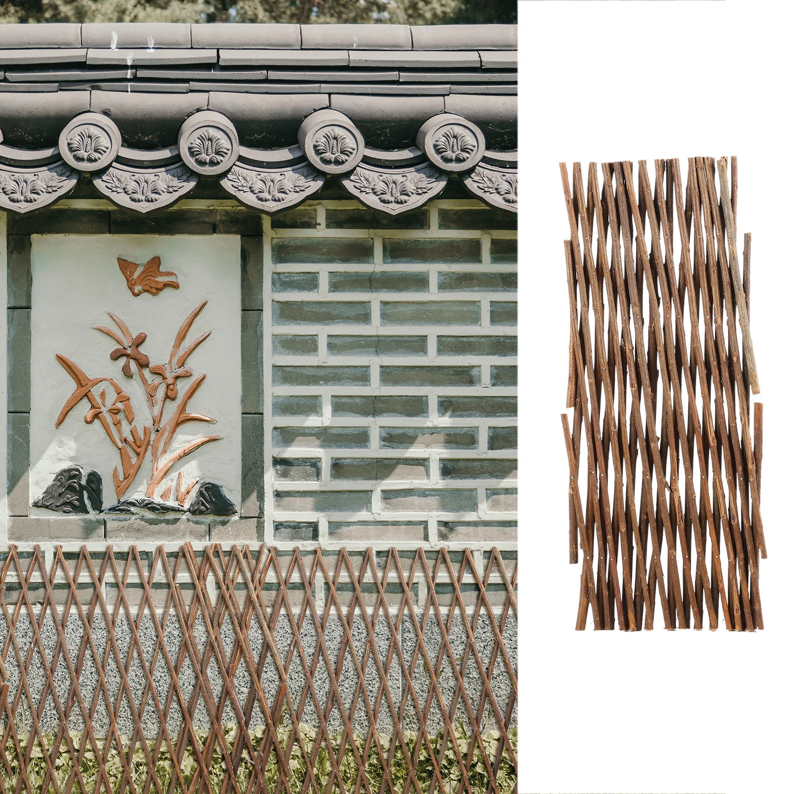 

Decorative Fake Wood Garden Foldable Ornament Durable Artificial Fence Diy Garden Decor Simulation Fence For Home