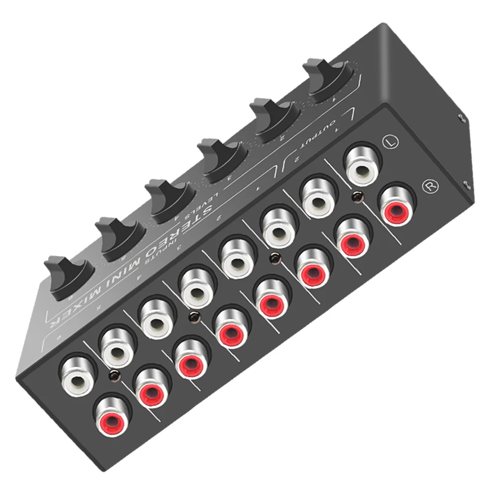 خلاط ستيريو صغير سلبي 6X2 L/R RCA التحكم في توسيع ستيريو متعدد الأجهزة 6 في 2 خارج توزيع الجلاد حجم قابل للتعديل