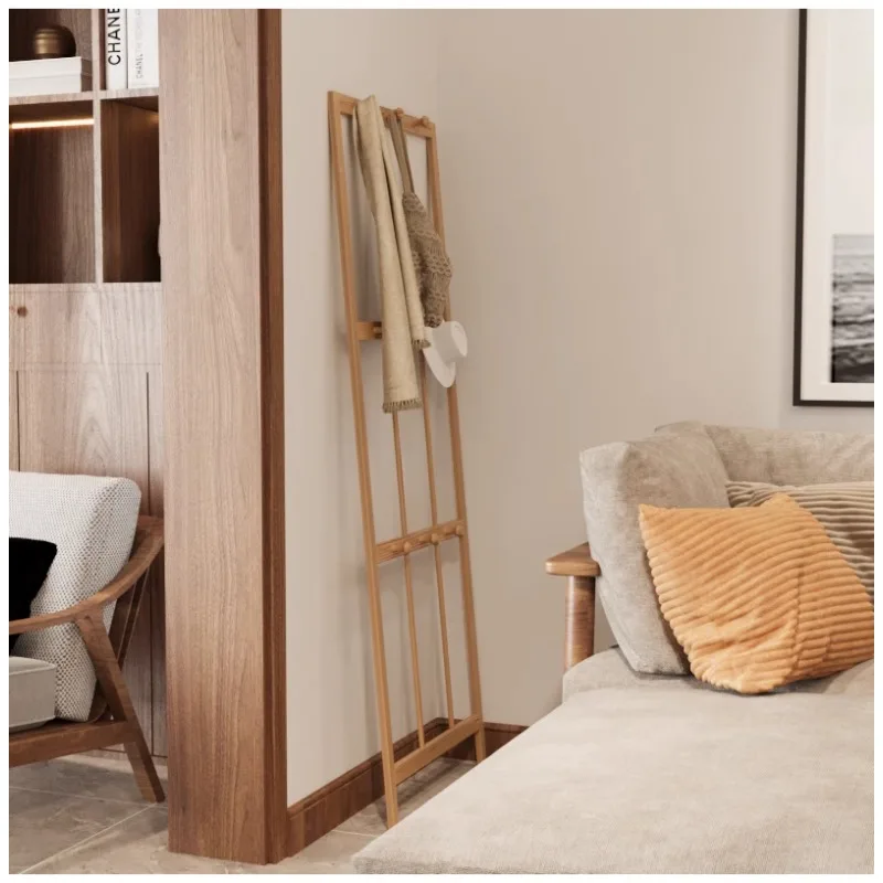 Solid wood household hanger porch bag hanging clothes landing corner bedroom Japanese coat rack corner shelf