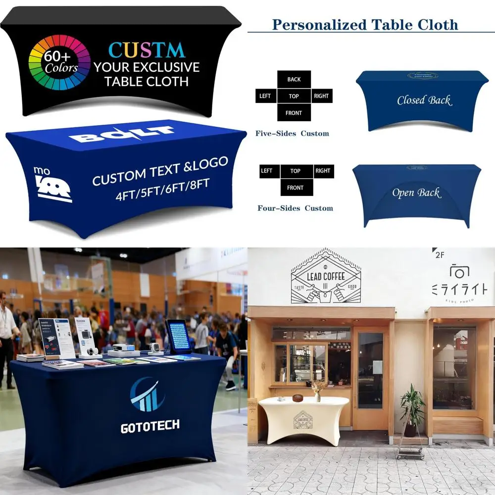 

Персонализированные чехлы на столы из спандекса с логотипом компании для рекламных площадок, свадеб, дней рождения и юбилеев