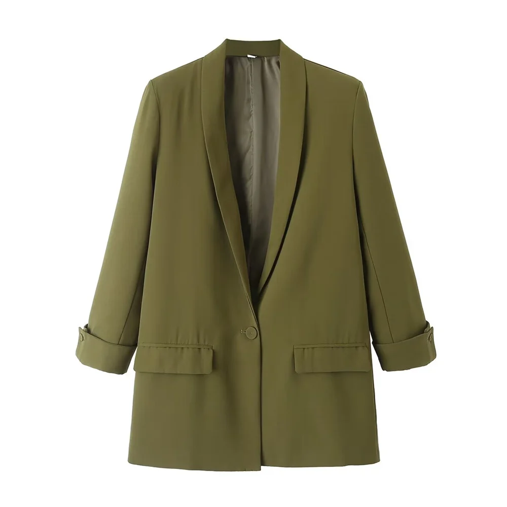 بدلة بلون سادة أساسية متفجرة للنساء ، معطف بزر حقيبة ، ملابس الربيع والصيف ، جديد ، 2024ZAR #5