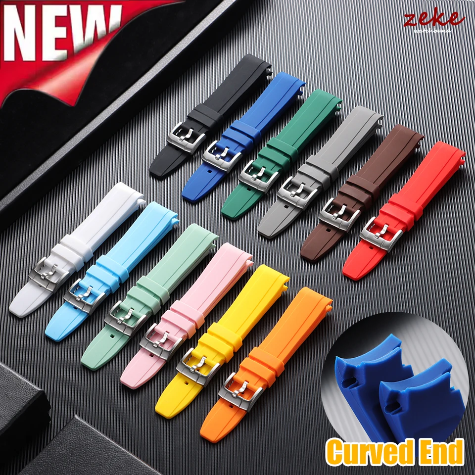 20 mm 22 mm Gummibänder, gebogenes Ende, Silikon-Uhrenarmband für Swatch für Omega Moonswatch-Armband, weiches, wasserdichtes Sportarmband