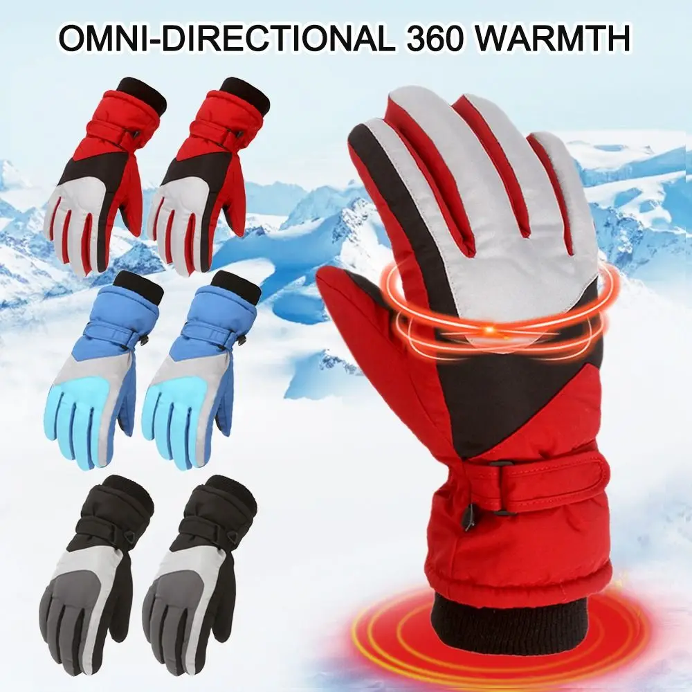 Windproof For Snow Skating Snowboarding Sports Riding Gloves Long-sleeved Mittens Children Ski Gloves Thick Warm