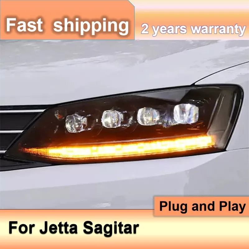 

Car Accessories for VW Jetta Head Light 2012-2018 Sagitar Headlamp DRL Dynamic Turn Signal High Beam Projector Lens