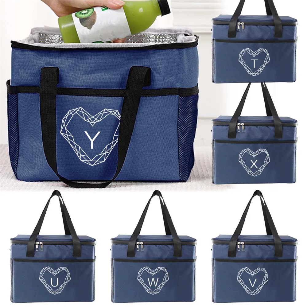 Cooler Bag Lunch Bag Insulated Thermal Bags Unisex Multifunctional Lunch Box Printing Diamond Series Blue Dinner Storage Bags
