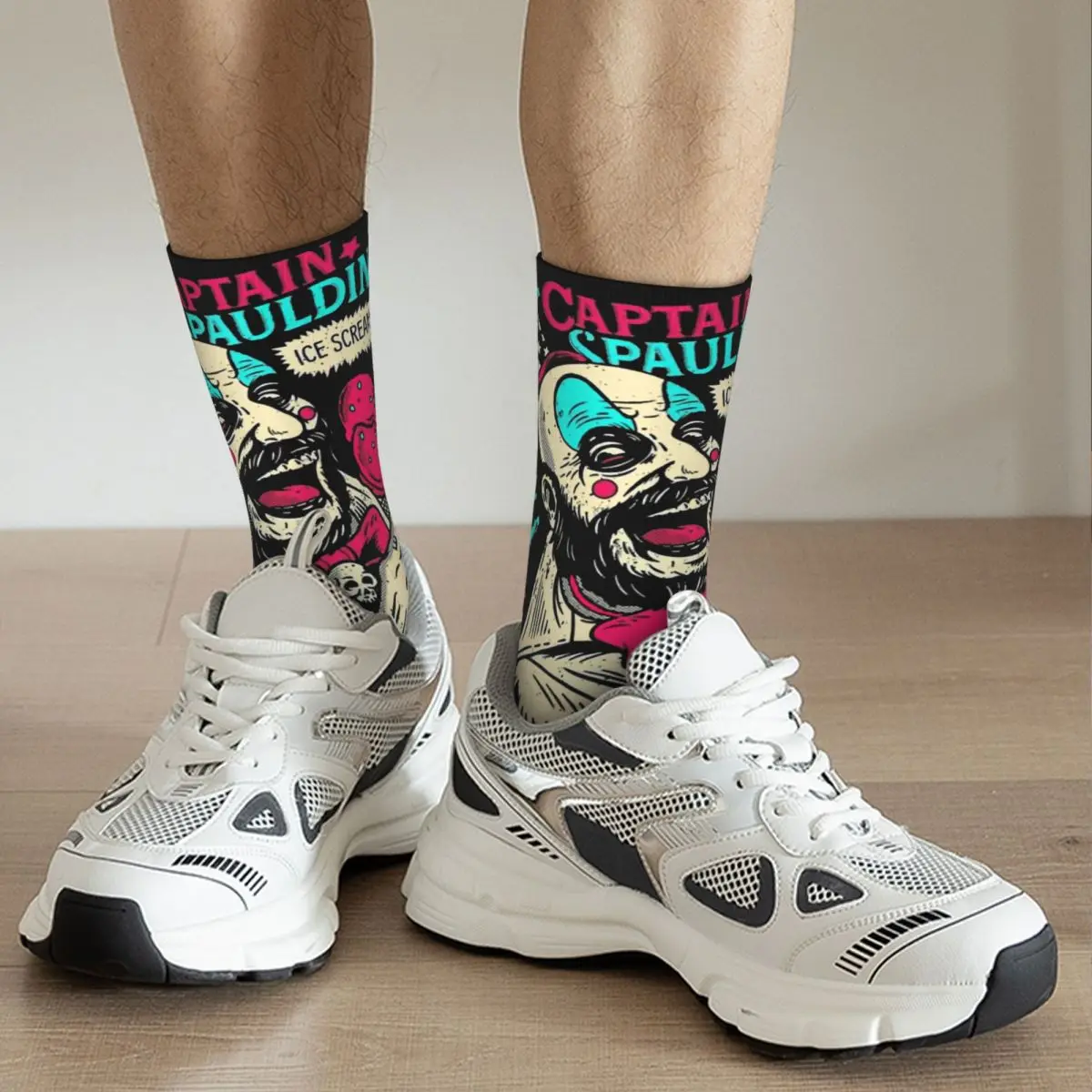 Vintage Captain Spaulding Men\'s Compression Socks Unisex House Of 1000 Corpses Horror Movie Harajuku Pattern Printed Crew Sock