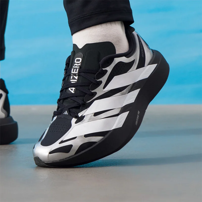 Adidas Black-Silver Racing Running Shoes - Breathable Mesh Upper Marathon Cushioning Sports Men's Running Shoes - KI4764