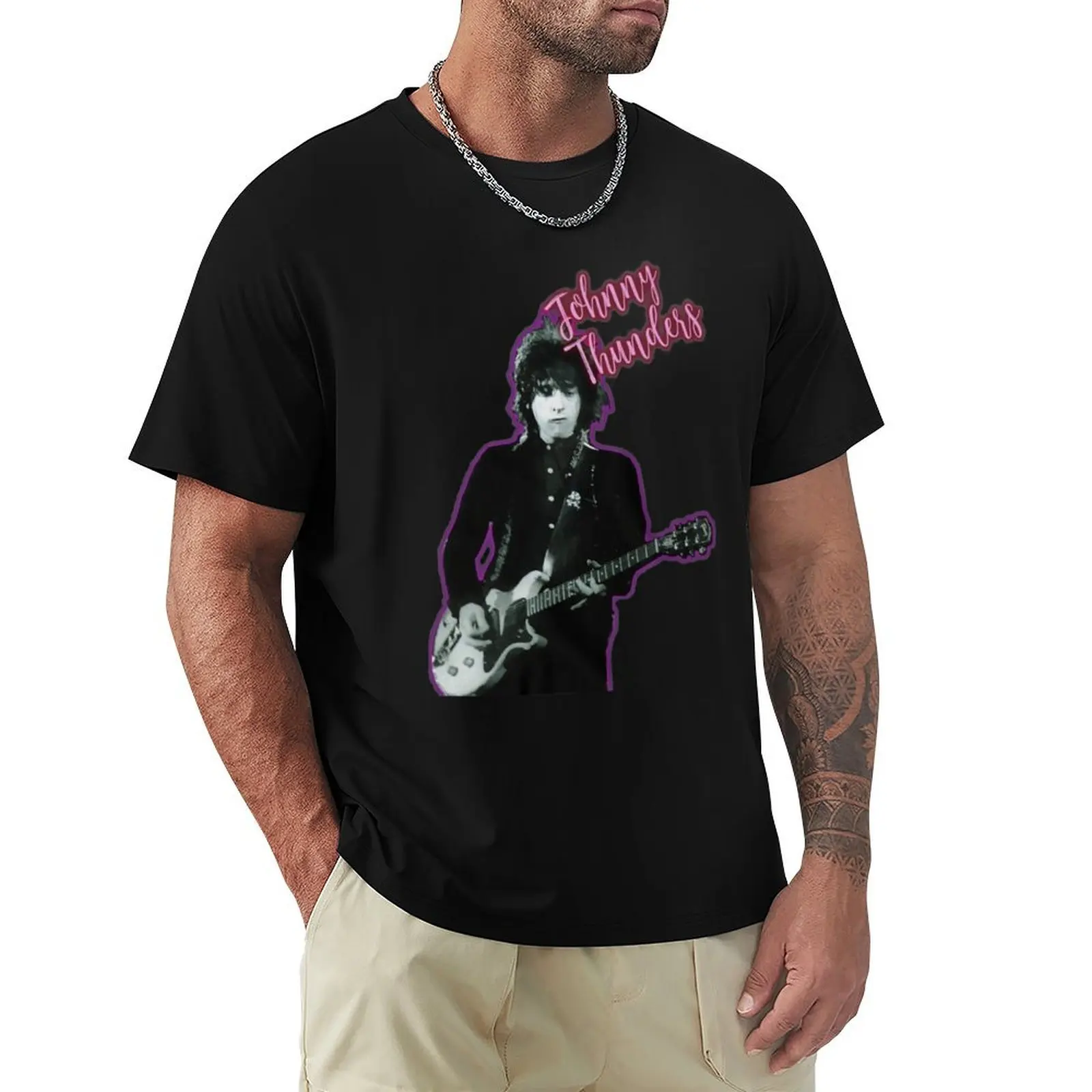 Johnny-Thunders Gift Halloween Day, Thanksgiving, Christmas Day T-Shirt Basic Short Sleeve Cotton Blend T-Shirt