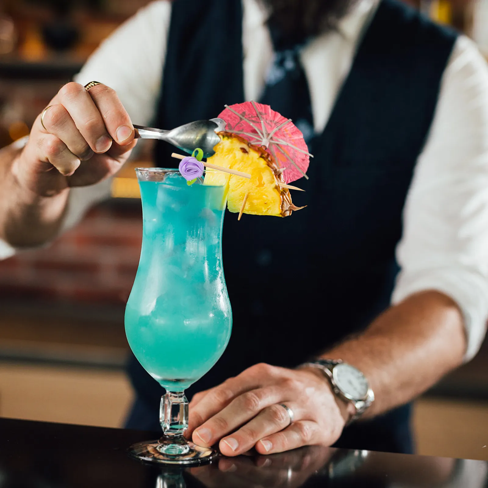 

100 шт. Декоративные зубочистки-цветочки для закусок, коктейлей, кексов, вечеринок, свадеб, детских праздников, высокие