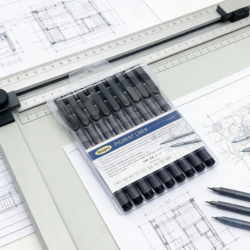 

9 Pcs Pigment Liner Pens Set, Fine Line Drawing Pens, Waterproof Black Archival Ink Markers for Artist Sketching, Manga,Drawing