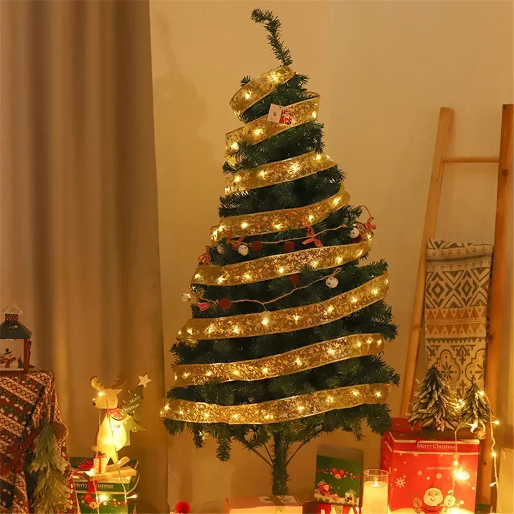 Christmas Tree Decoration LED Ribbon Decoration Lights 2/5/10m New Year 2027 Ornaments Bows String Lights Navidad Home Decors