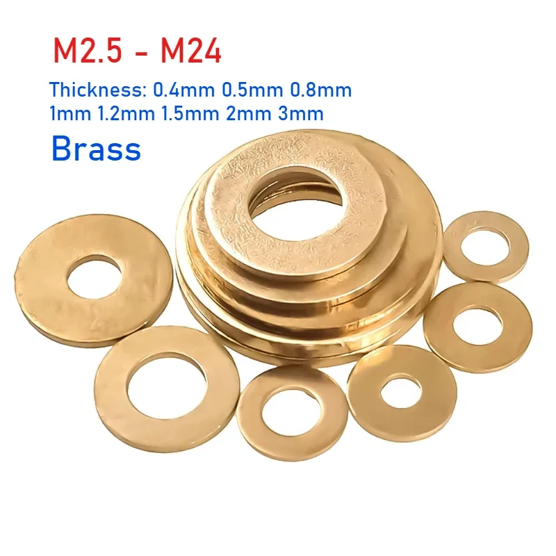 M2.5 M3 M4 M5 M6 M8 M10~M24 Brass Flat Washer Big Wider Copper Plain Gasket Large Size Oversize Thickened Washers