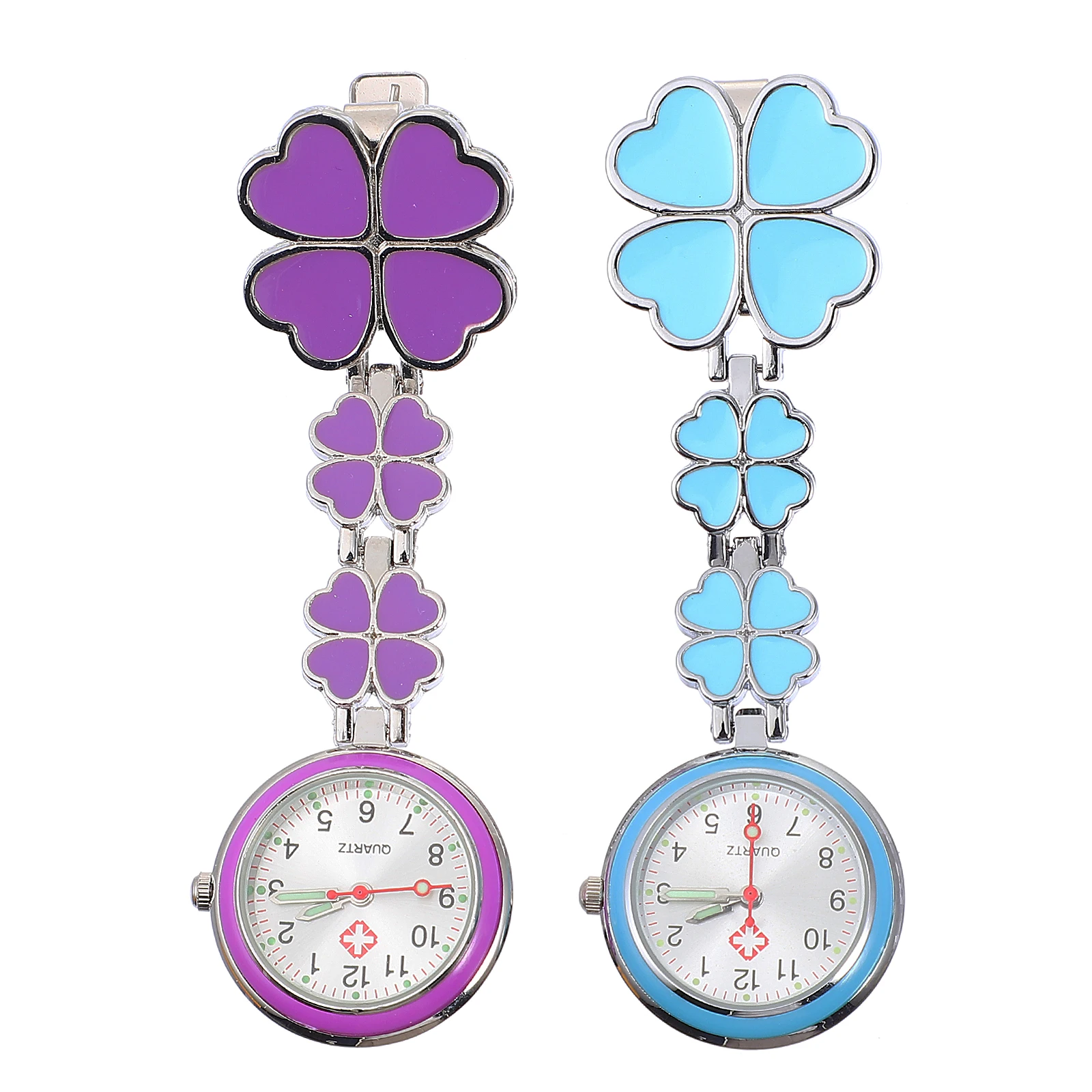 

2pcs Stainless Steel Quartz Watch Durable Clip-On Pocket Watches Nurse Gift Student Accessories Decor Medical