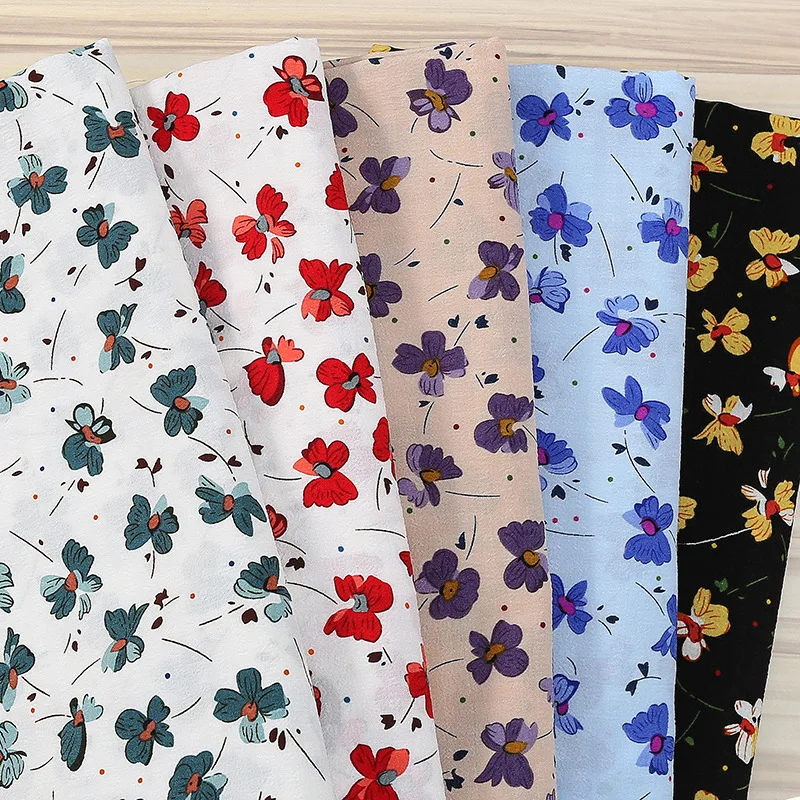 100x150cm Soft Floral Printed Chiffon Fabric for Women's Dresses Skirts Children's Clothing Handmade DIY Comfortable Fabric