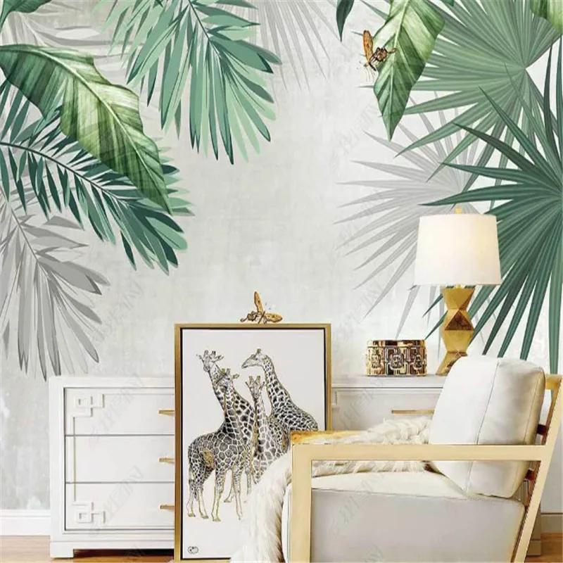 

Nordic Hand-painted Wallpaper for Living Room Minimalist Tropical Palm Plant Indoor Background Wall Papers Home Decor Mural