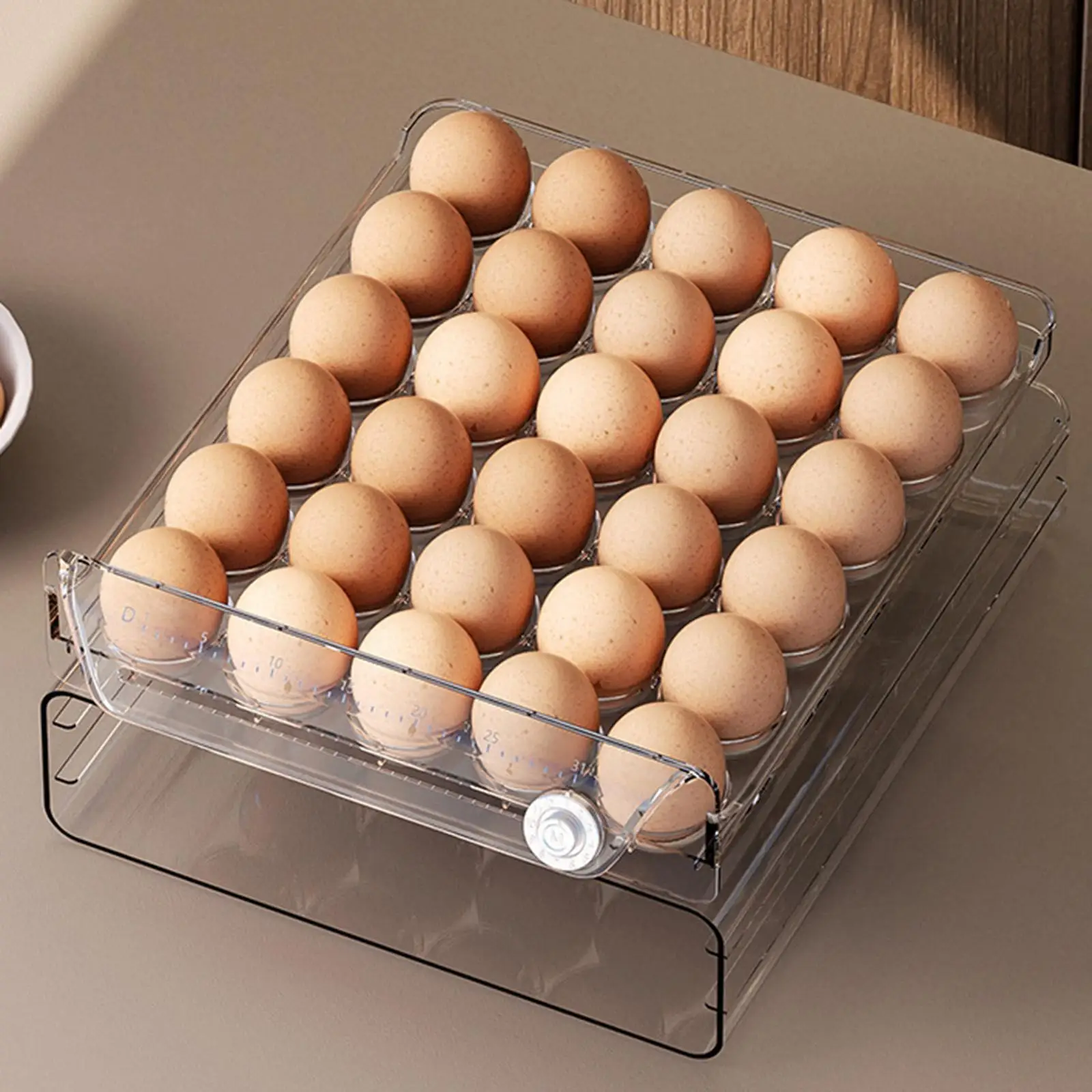 Egg Holder Tray Reusable Pull Out Eggs Container for Cabinet Fridge Kitchen