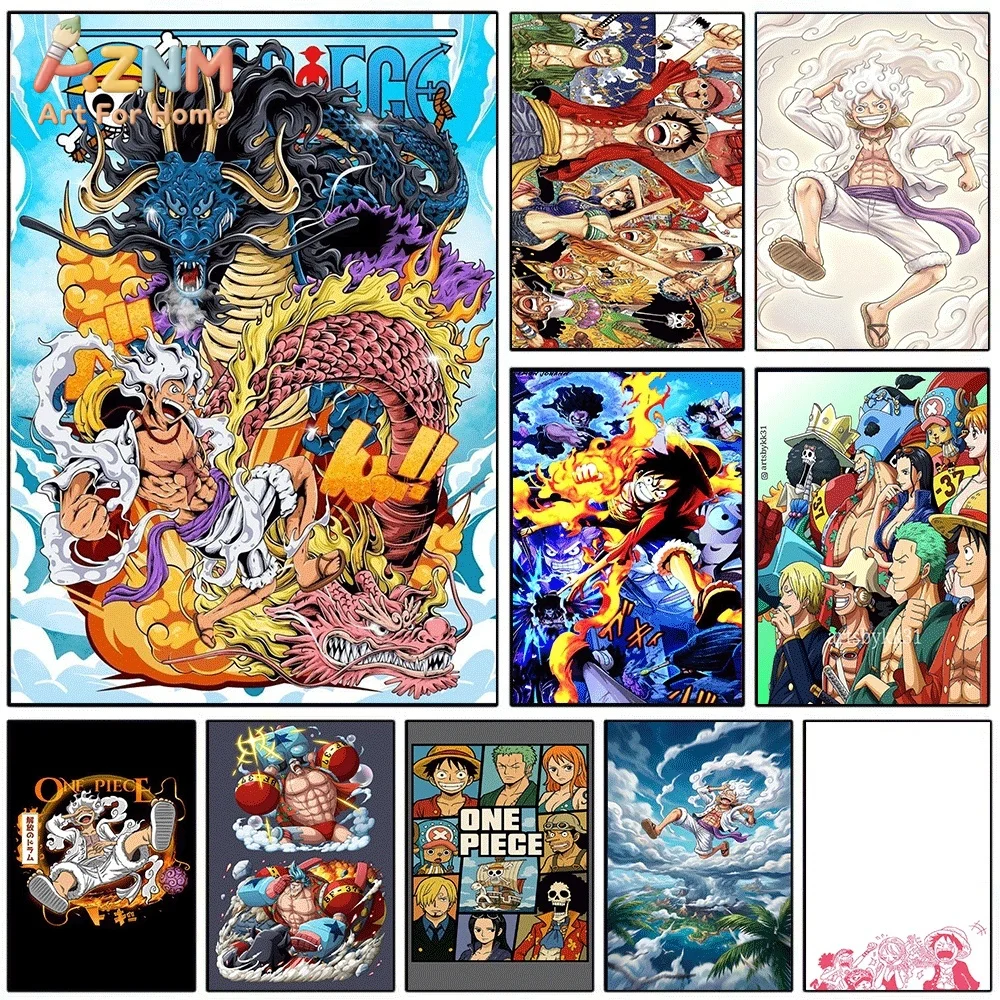 One Piece Anime Canvas Wall Art No Frame Luffy Gear 5 Nika Kaido Dragon Wano Country Manga Print Painting Bedroom Living Room