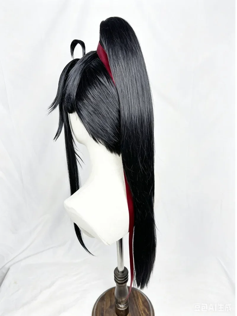 New Wei Wuxian Styled Wig Grandmaster Of Demonic Cultivation MDZS Lan Wangji Black Long Ponytail Hairstyle Customized Wigs Props