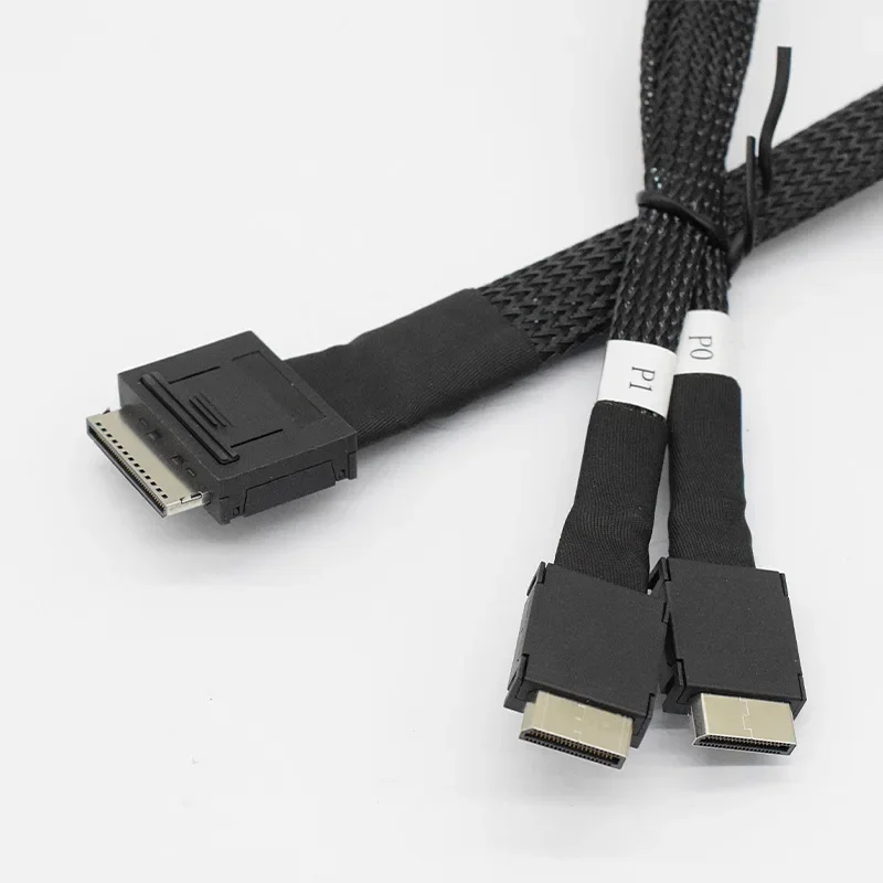 

For OCUlink Mini SAS SFF 8611 8I to SFF 8611 4I *2 Server Data Transmission Transfer Cable 50cm SFF-8611 Connection 16Gbps