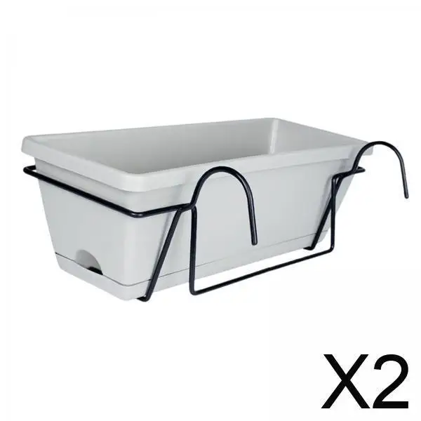 

Rectangular Balcony Planter with Tray Outdoor Hanging Flower Pot Vegetable Planter for Garden Fence Railings Window