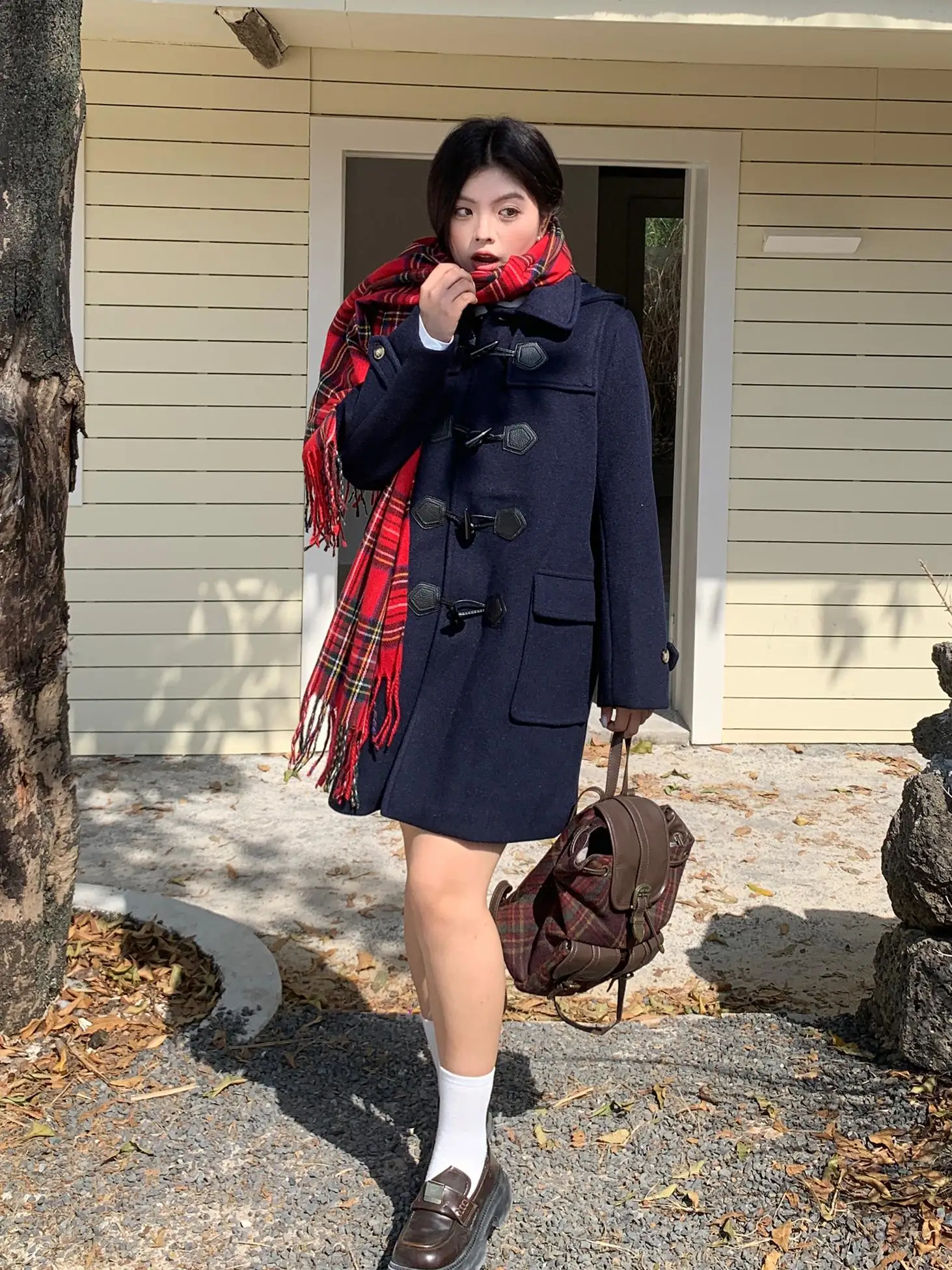 

Женское пальто средней длины больших размеров College Sle Thiened с роговыми пуговицами, осень-зима, полиэстер в горошек, V-Ne Long Sve