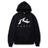 Men's Sweatshirt with RUSTY Logo Kangaroo Pocket Casual Flat Design Comfortable Men's Hoodie