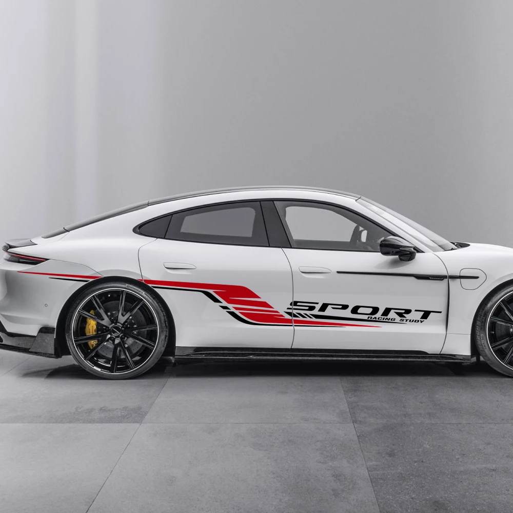 

2PCS Long Stripes Car Decal Left and Right Side Personalized Waterproof Vinyl Tuning Stickers For Auto Body Decor Accessories