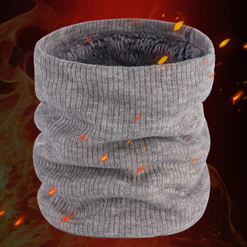 Winter Warm Gestrickter Halstuch für Damen Herren Plüsch Vollmaske Outdoor Kaschmir Einfarbig Halstücher Dicke Bekleidungszubehör