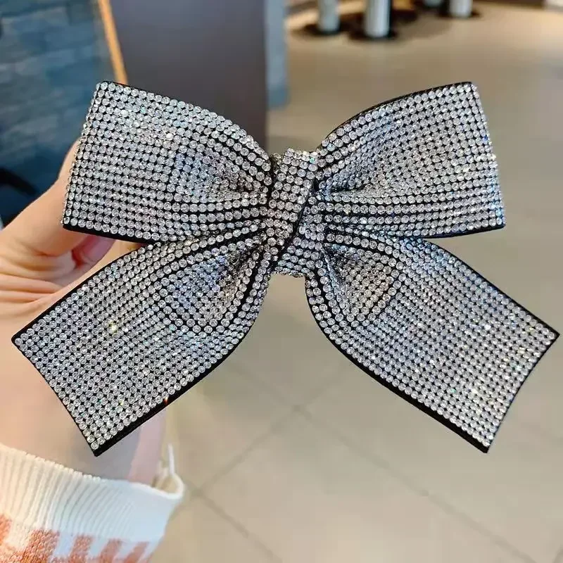 Korean Shiny Rhinestone Crystal Bow Hair Clips for Women Fashion Jewelry Hairpin Barrette Hairgrips Girls Hair Accessories