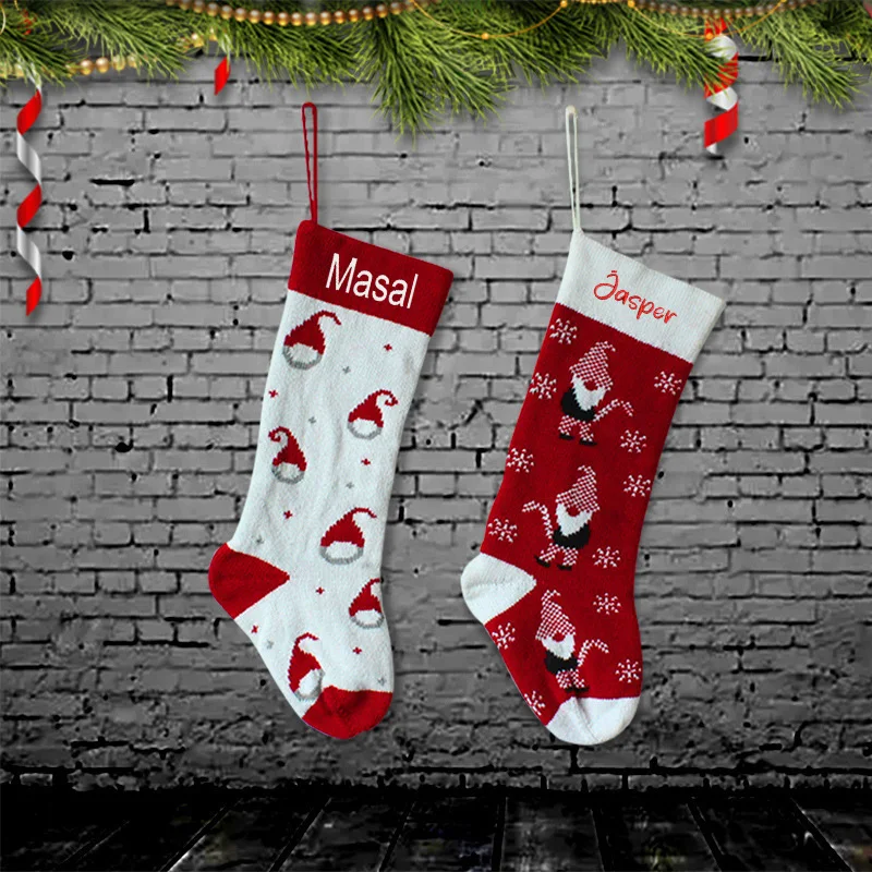 Personalized Red Christmas Stocking, Christmas Stocking with Name, Monogram Stockings, Family Gift Stocking, Farmhouse Stockings