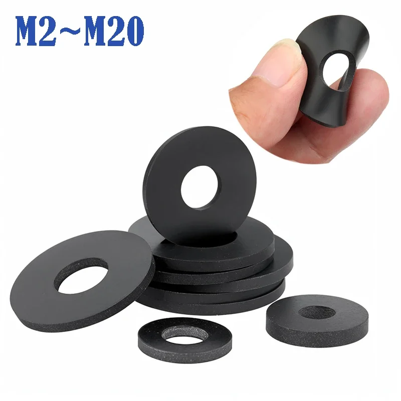 Black Silicone Rubber Flat Washer M2 M2.5 M2.7 M3 M4 M5 M6 M8 M10 M12 M16 M20 Silicone Washer Flat Washer Seal Ring Gasket