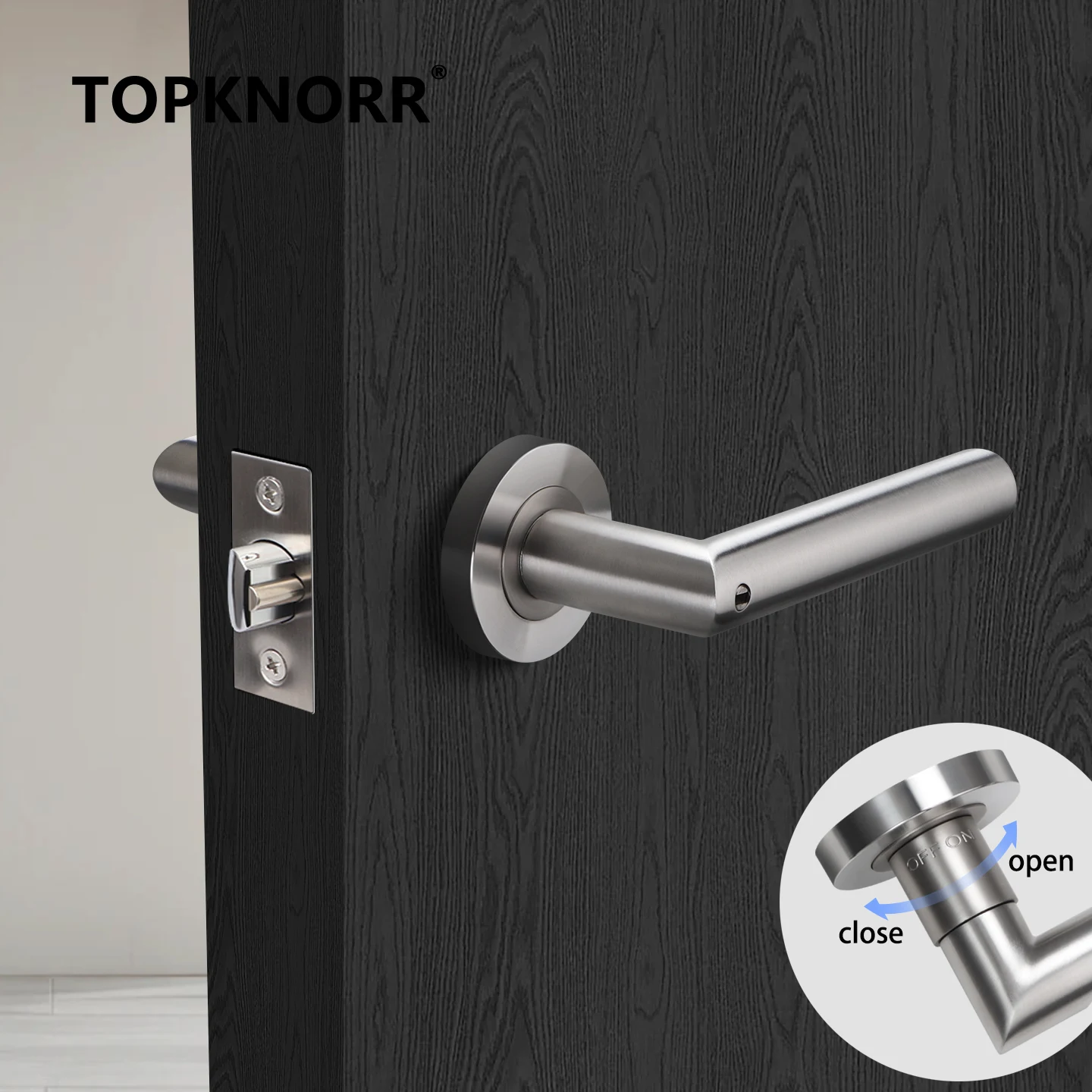 

304 Stainless Steel Interior Door Lock Household Bathroom Keyless Silent Wooden Door Simple One-line Door Handle Handles Black