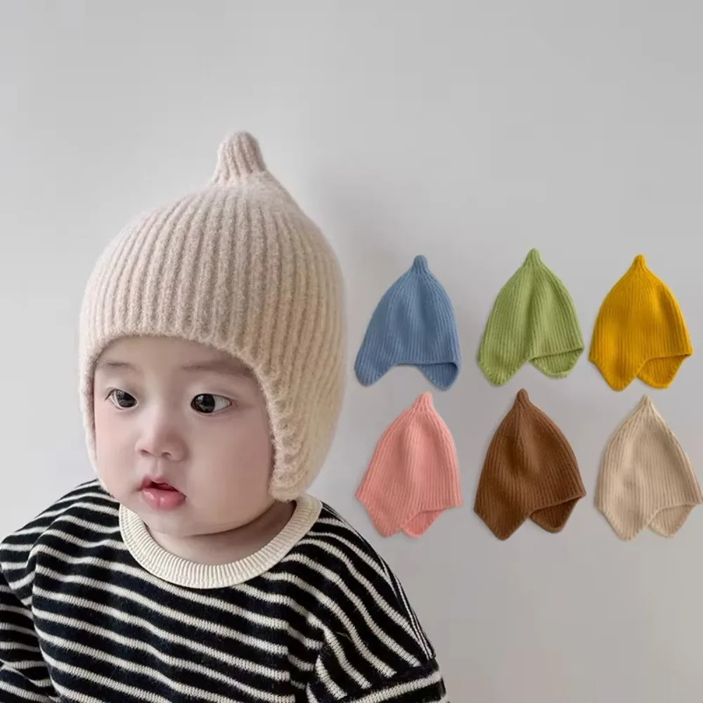 赤ちゃんの耳の保護帽子,柔らかいニットの帽子,暖かい帽子,耐寒性,かわいい,秋,冬,新しい