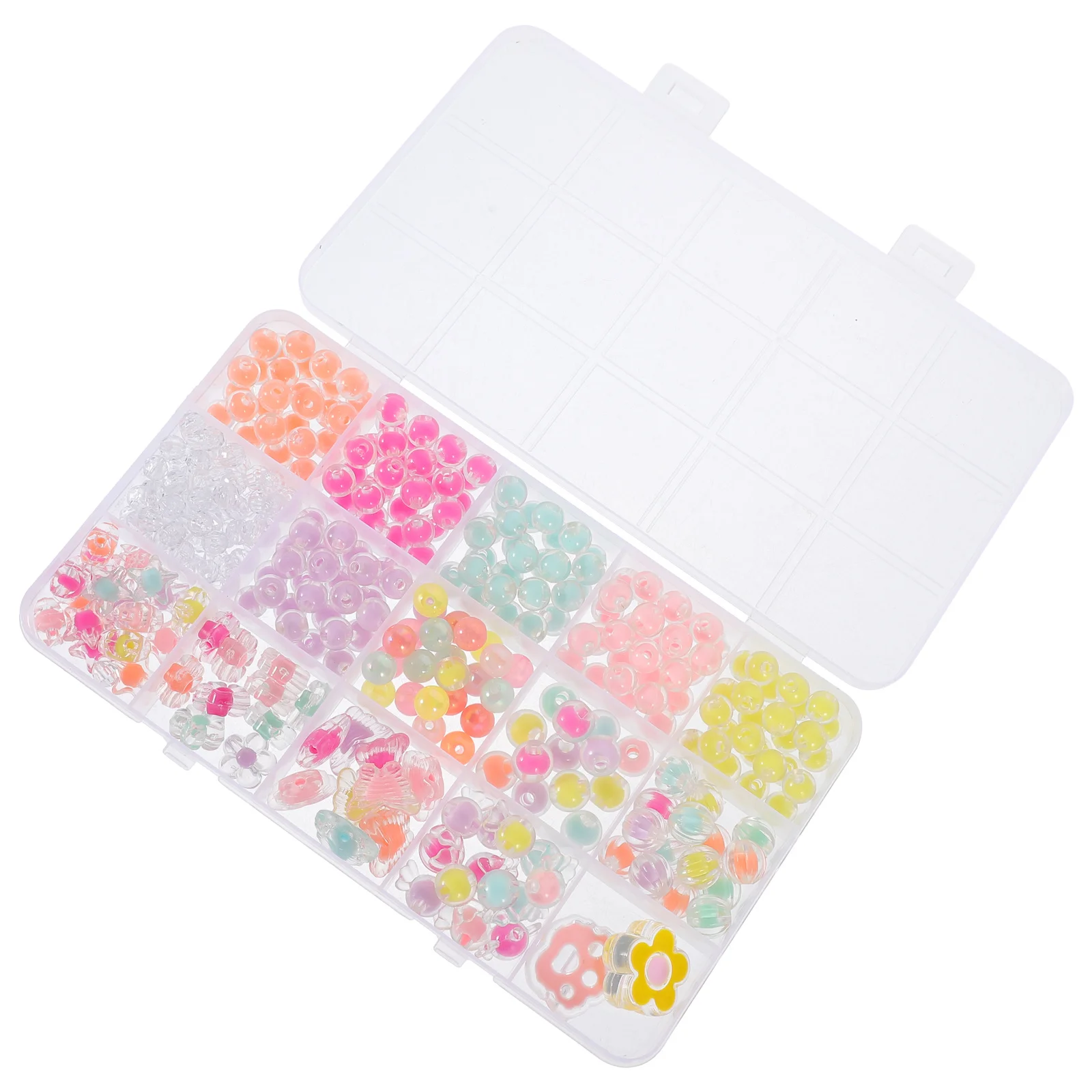 1Set Acrylic Bead Set for DIY Crafts Premium Loose Beads Material Pack for Necklace Bracelet Making Wear Resistant Smooth